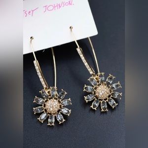 NEW! Floral Rhinestone Drop Hook Earrings